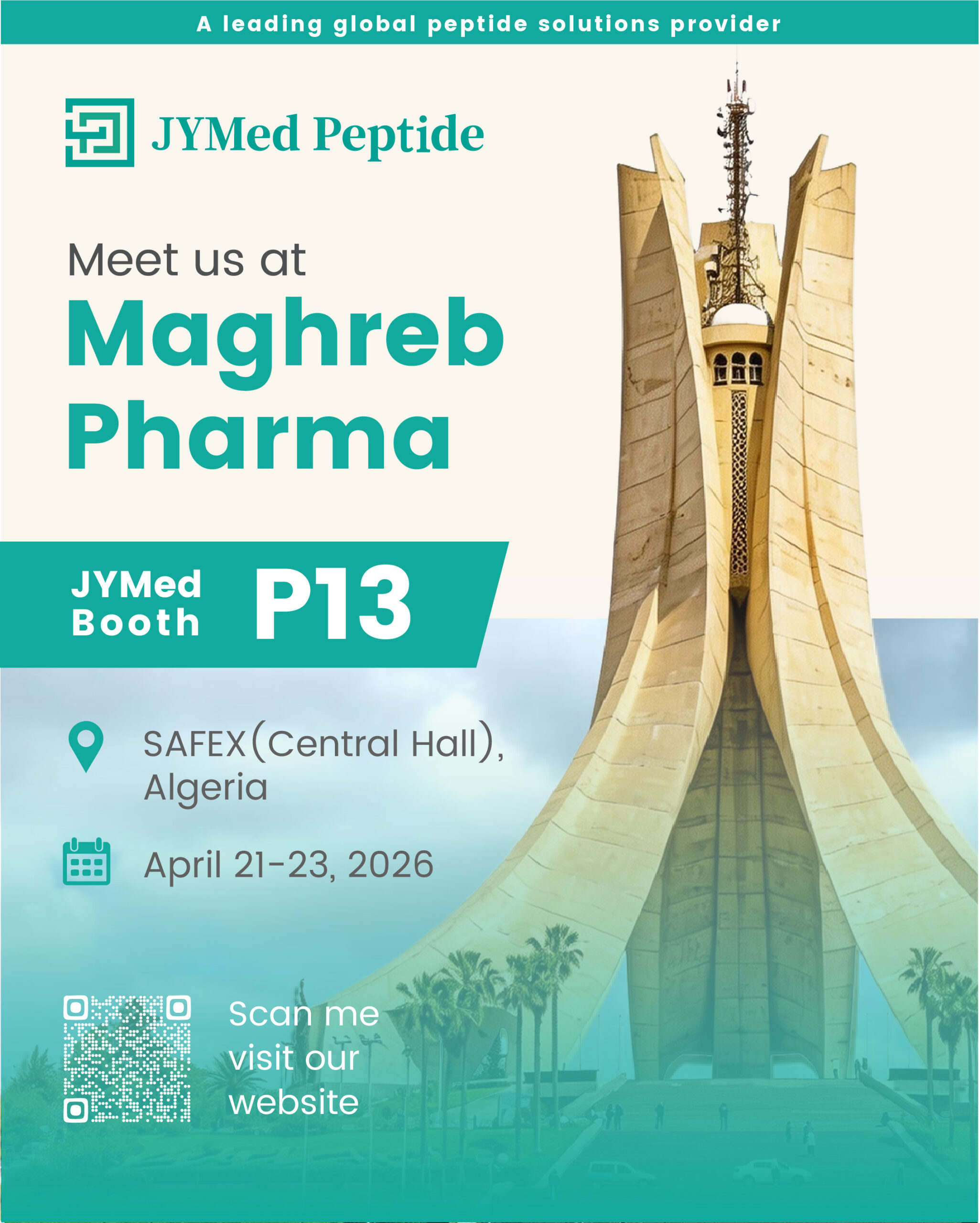 YMed Peptide CPHI Frankfurt 2025 booth announcement with event details: Booth 11.1D87, 28–30 October 2025, Messe Frankfurt, Germany.