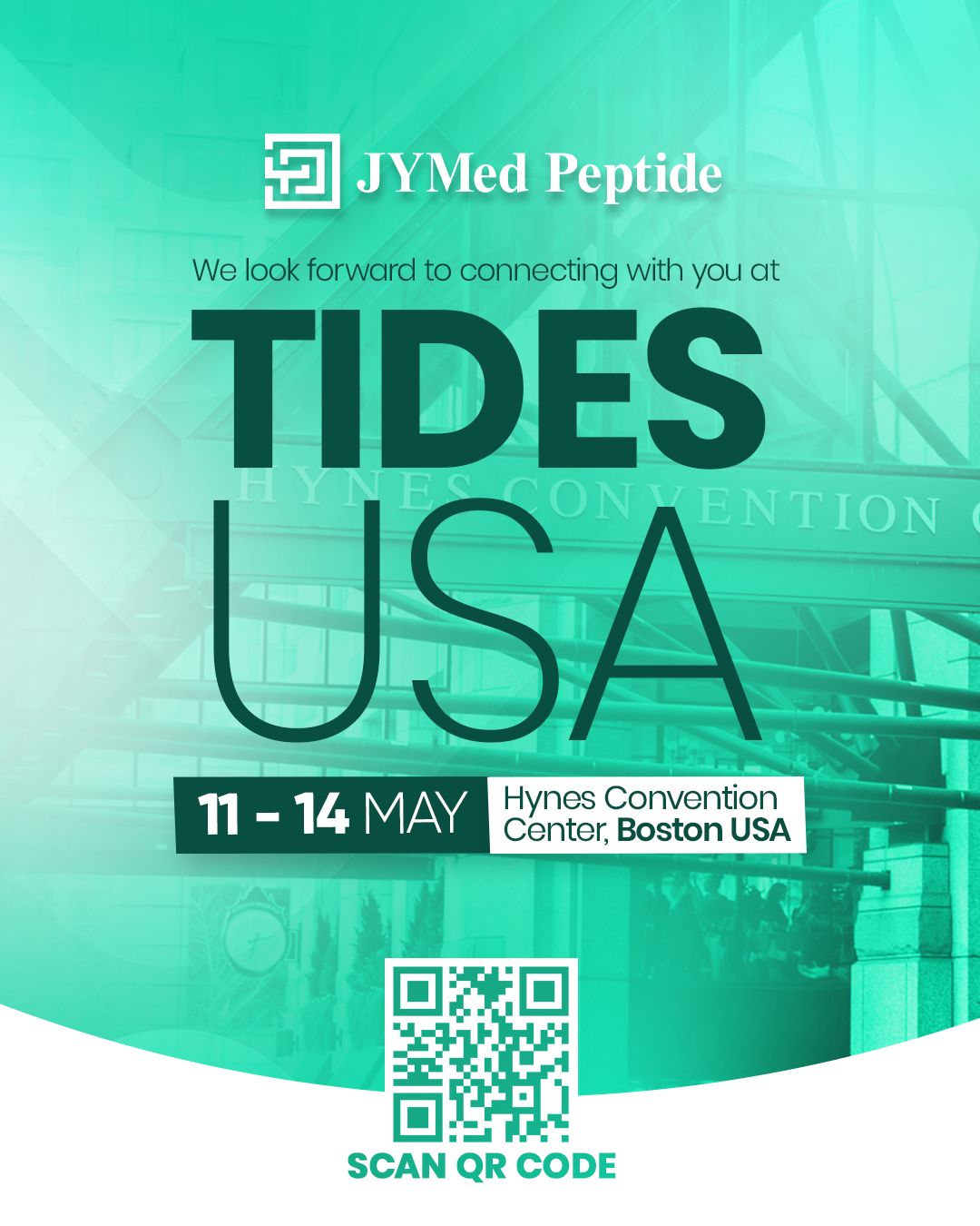 YMed Peptide CPHI Frankfurt 2025 booth announcement with event details: Booth 11.1D87, 28–30 October 2025, Messe Frankfurt, Germany.