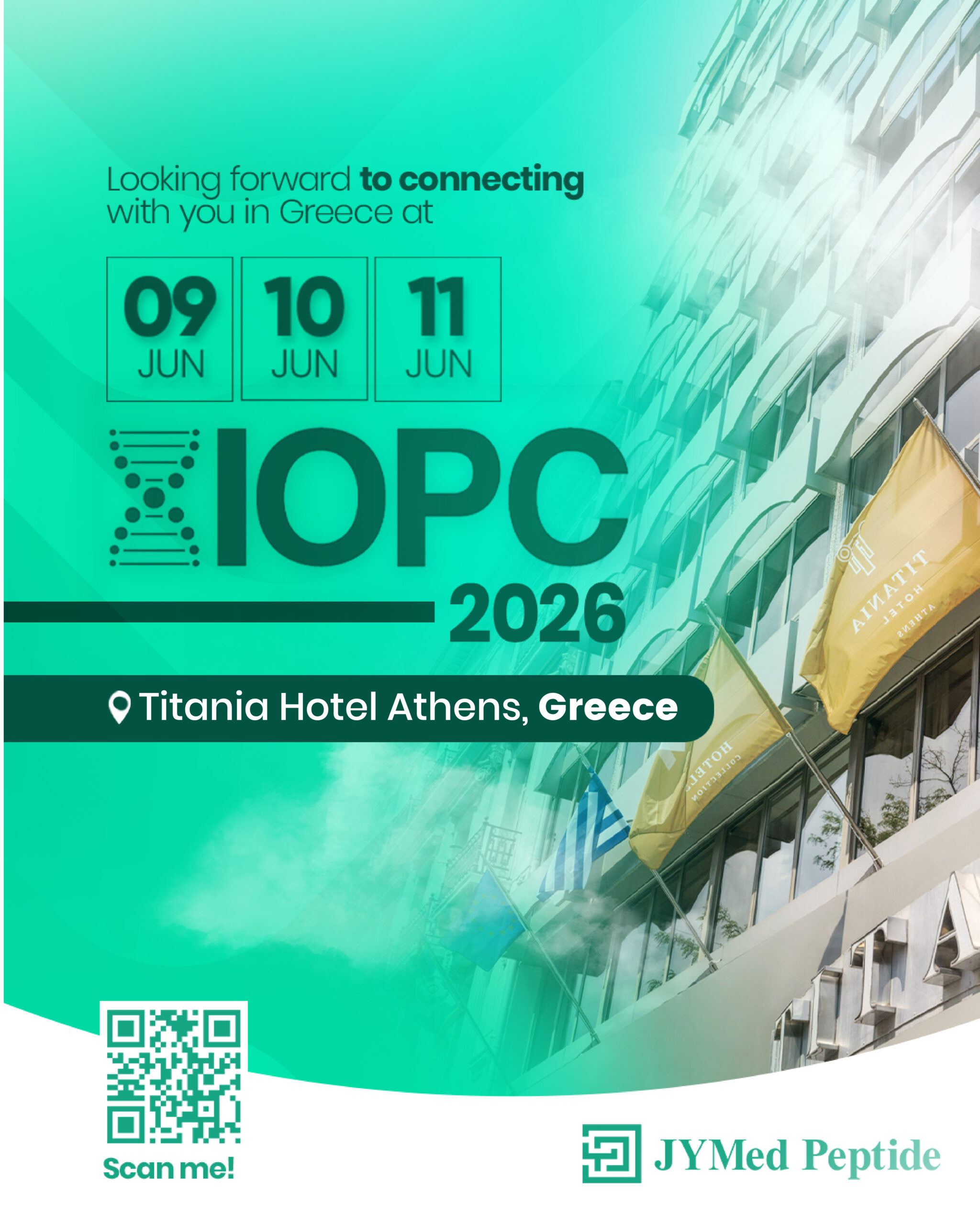YMed Peptide CPHI Frankfurt 2025 booth announcement with event details: Booth 11.1D87, 28–30 October 2025, Messe Frankfurt, Germany.
