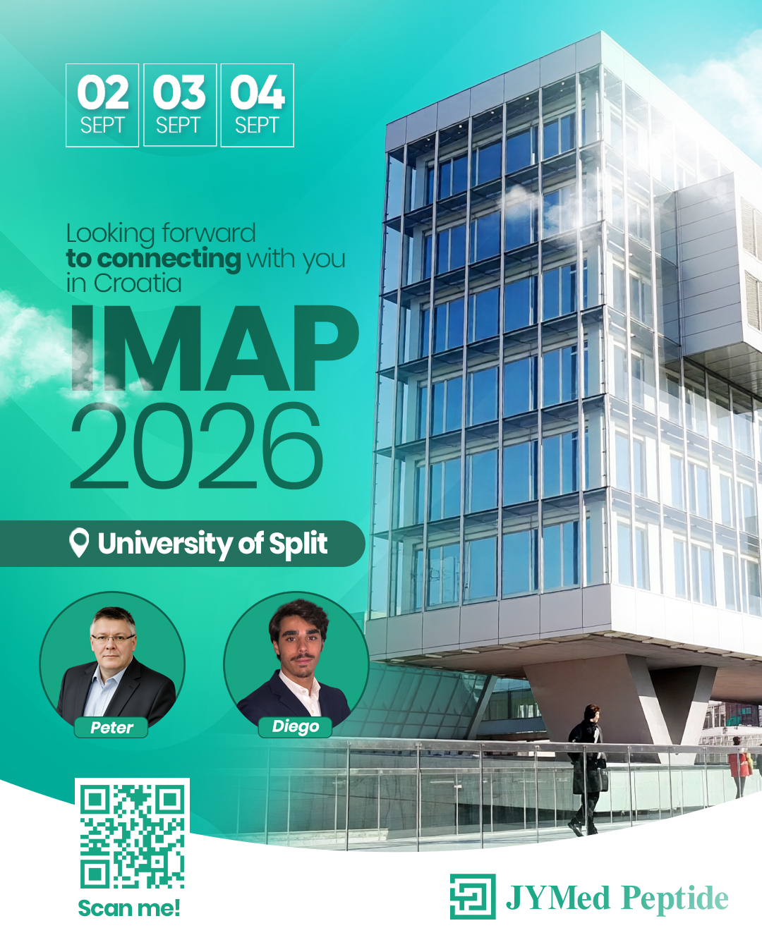 YMed Peptide CPHI Frankfurt 2025 booth announcement with event details: Booth 11.1D87, 28–30 October 2025, Messe Frankfurt, Germany.